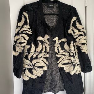 Anthro black and white long cardigan.